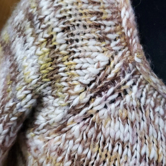 Sleeping on snow anthropologie variegated tan yellow cream bulking knit cardigan - Picture 3 of 7